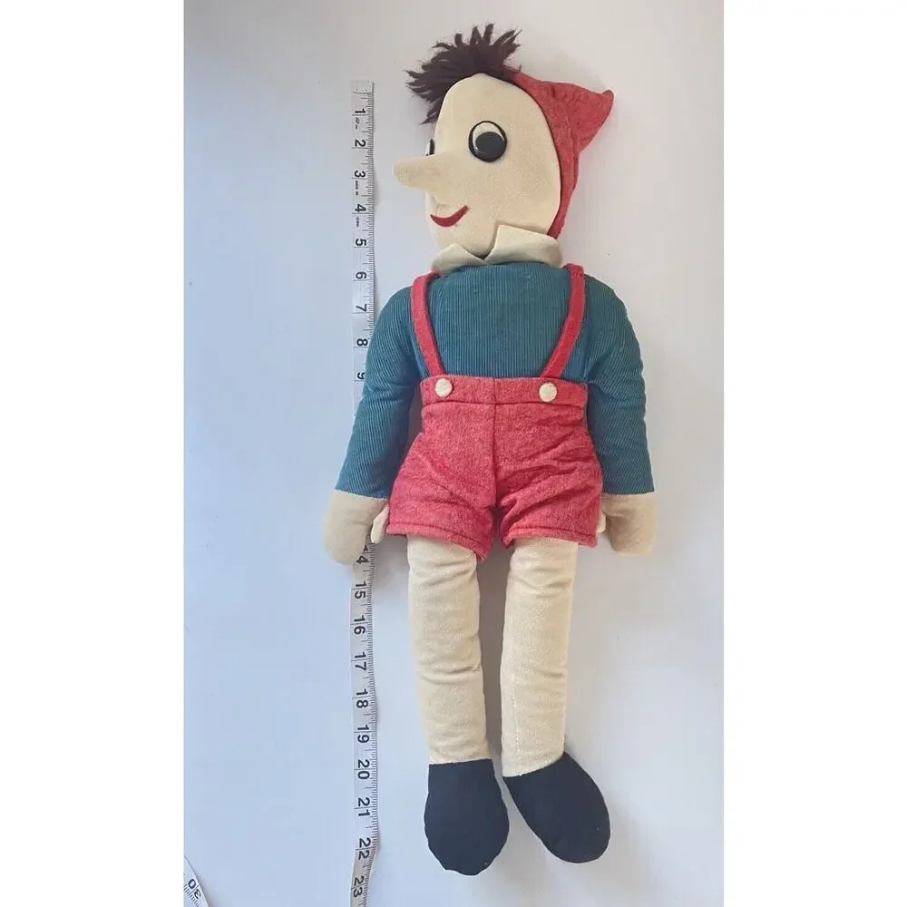 Vtg Pinocchio Plush Doll Stuffed Toy Fabric Felt Corduroy Yarn Hair Cuddle Toys